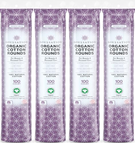 SoulSation Organic Cotton Rounds, 400 Count - Makeup Remover Pads for Face, Lint-Free Beauty and Personal Care SOULSATION Default Title