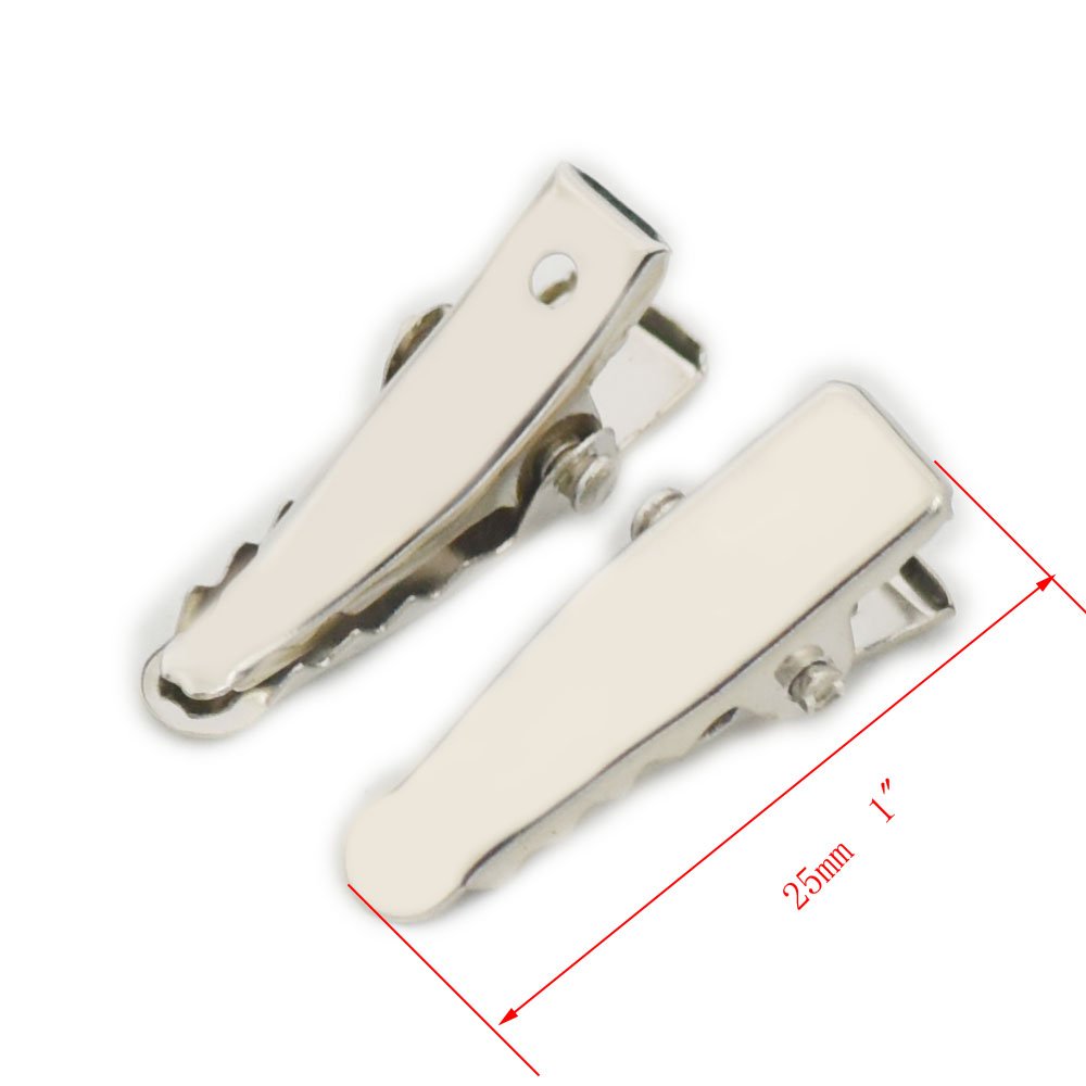 fujiyuan 100pcs 25MM 1" Alligator Teeth Hair Clips Barrette Prong Clip Lined Hair Bows Accessories
