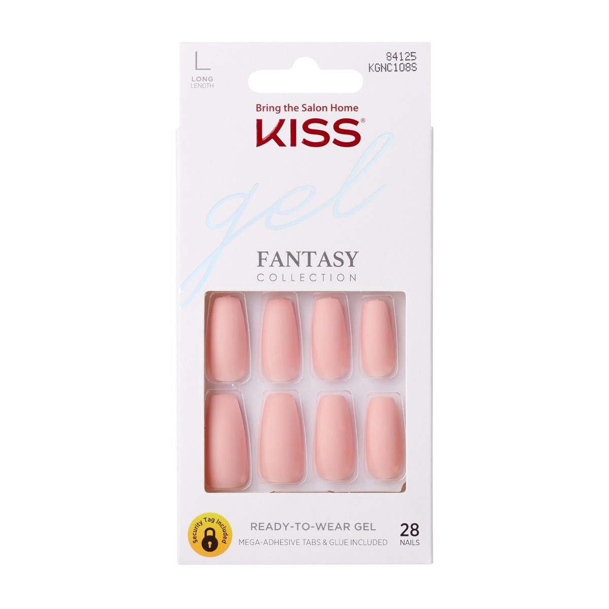 KISS Gel Fantasy Ready-to-Wear Press-On Gel Nails, “All About You”, Long, Pink, Matte Finish, Nail Kit with 24 Mega Adhesive Tabs, Pink Gel Glue Beauty & Personal Care KISS