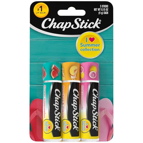 ChapStick Lip Balm, I Love Summer Collection, Variety 3-Pack - Sweet Watermelon, Peaches & Cream, Pink Lemonade, Moisturizing Lip Care, 0.15 Oz Ea Beauty & Personal Care ChapStick