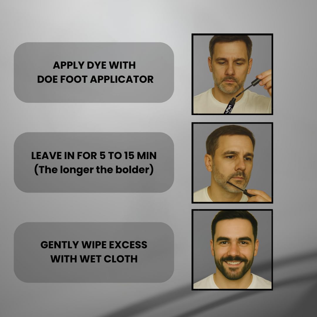 The Men Pen Eyebrow & Beard Dye | Natural Long-Lasting Touch-Up Color for Hair | Black Beauty & Personal Care The Men Pen