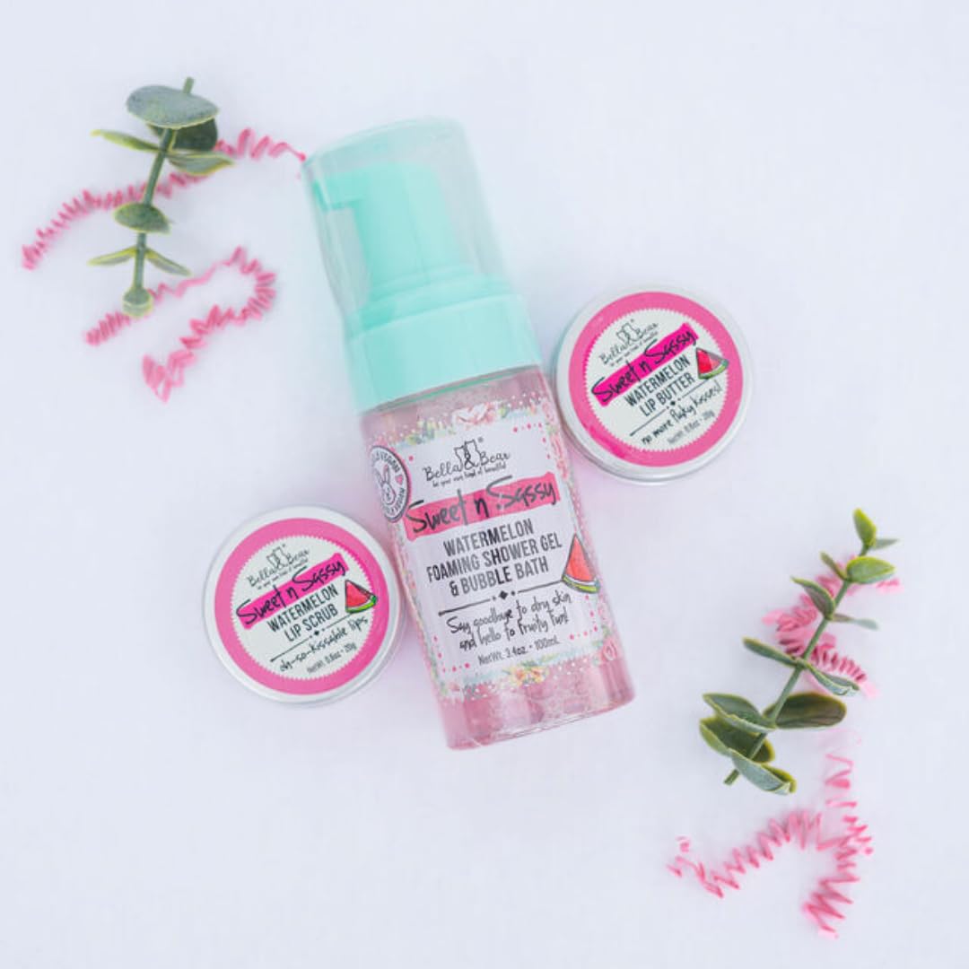 Bella & Bear Sweet 'n' Sassy Mini Spa Gift Set for Women & Teen Girls - Bath & Body Travel Gift Set with Shower Gel, Body Scrub, Lip Scrub & Lip Beauty and Personal Care Bella and Bear