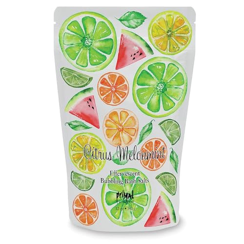 Primal Elements Detoxifying Sea Salt Soak, Bubbling Aromatherapy Salts, Citrus Melonmint, 12 oz Resealable Bag Beauty and Personal Care Primal Elements