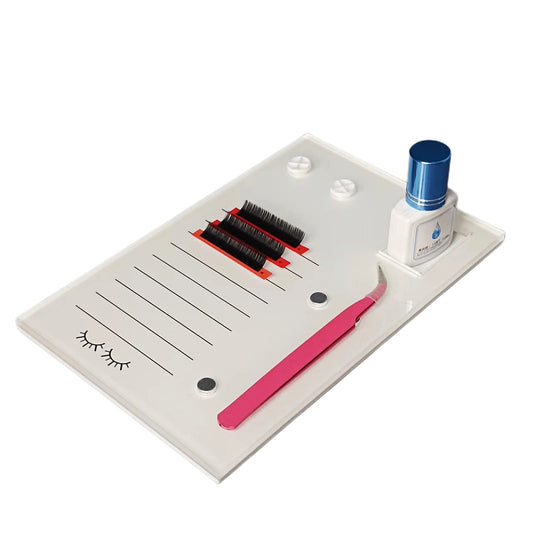 Acrylic Eyelash Grafting Pallet, Lash Tile holder, Bigger Size Glue Cups Eyelash Extensions Storage Gasket Pads with Magnetic Suction for 2 Tweezers Beauty & Personal Care LIXIMMAZN