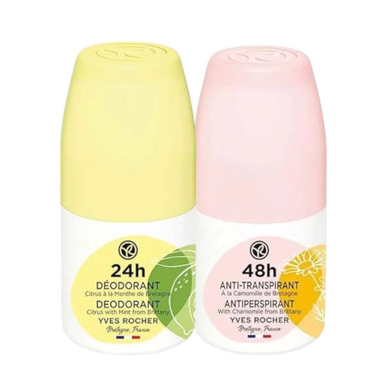 Yves Rocher 48H Antiperspirant Chamomile and Citrus with Mint from Brittany Set of 2 - Long-Lasting Freshness, No White Marks, Gentle on Skin - 50ml Beauty and Personal Care Yves Rocher