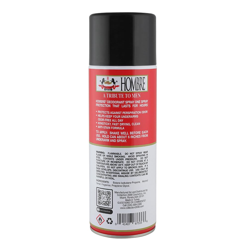 Hombre Red Deodorant Spray 10oz 283g With 80% More Product! (1 Pack) Beauty and Personal Care HOMBRE
