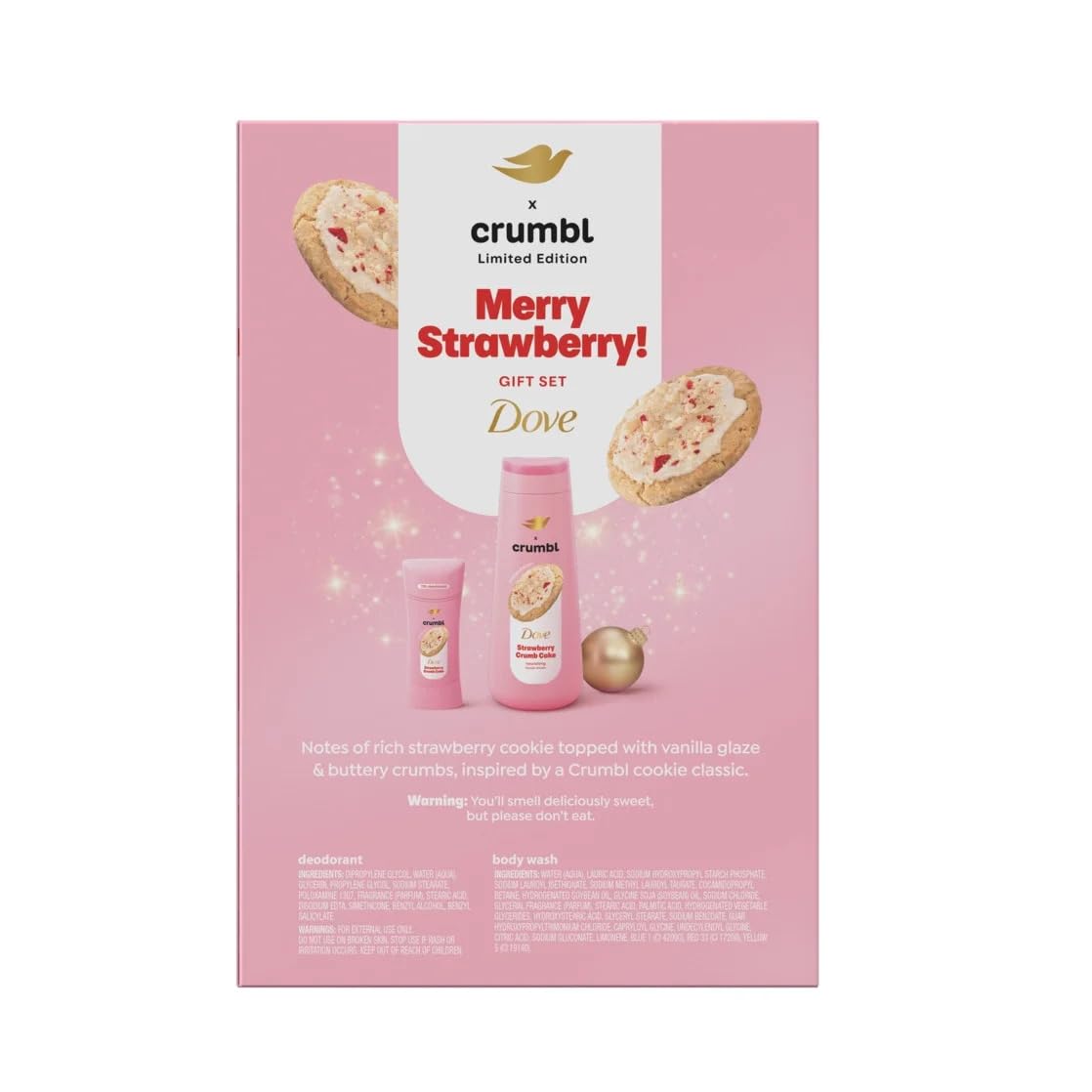 Dove Crumbl Limited Edition Body Care Gift Set Strawberry Crumb Cake, 2 Count Beauty and Personal Care Dove