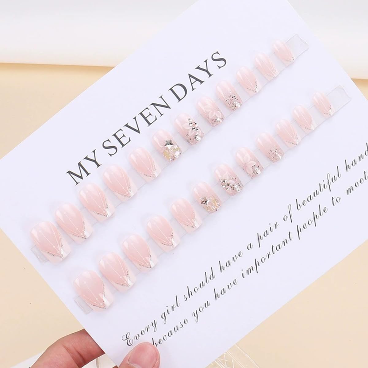 Flower Press on Nails Almond Short French Fake Nail with Design Pink White Golden Pearl Glue on Nail Short Flower Nails Press on False Nail with Jelly Beauty and Personal Care juggssa