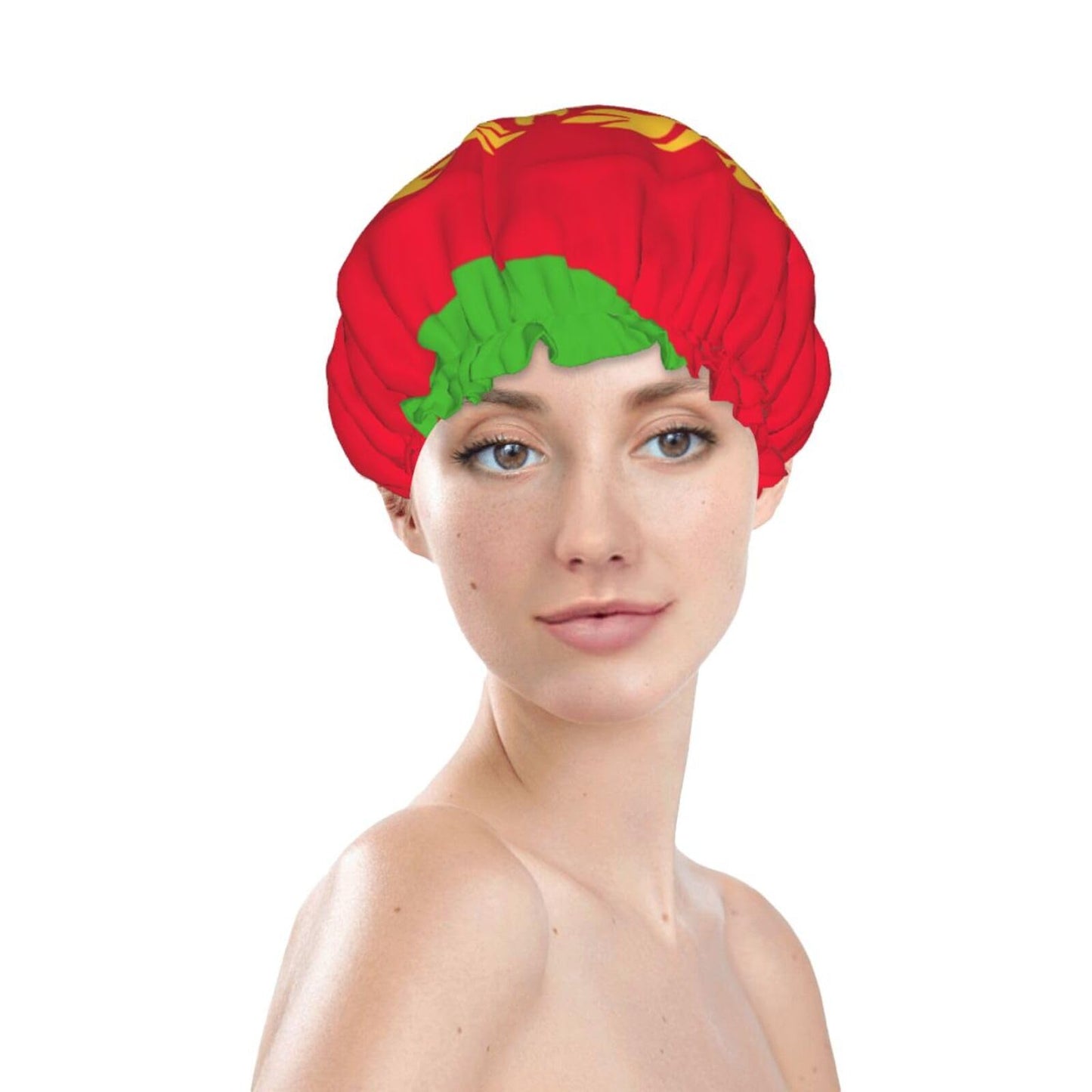 Eritrea Flag Prints Shower Cap Double Layer Lined Waterproof Bathing Shower Hat Beauty and Personal Care Hayyett