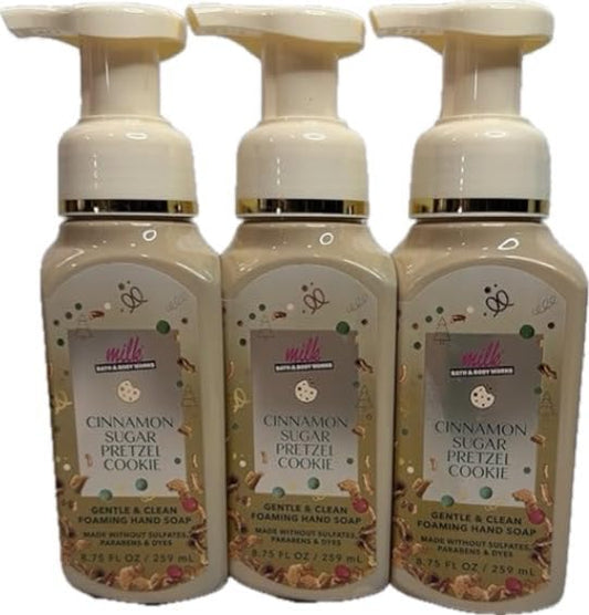 Bath and Body Works Cinnamon Sugar Pretzel Cookie Gentle Foaming Hand Soap Pack of 3 Beauty & Personal Care Bath & Body Works