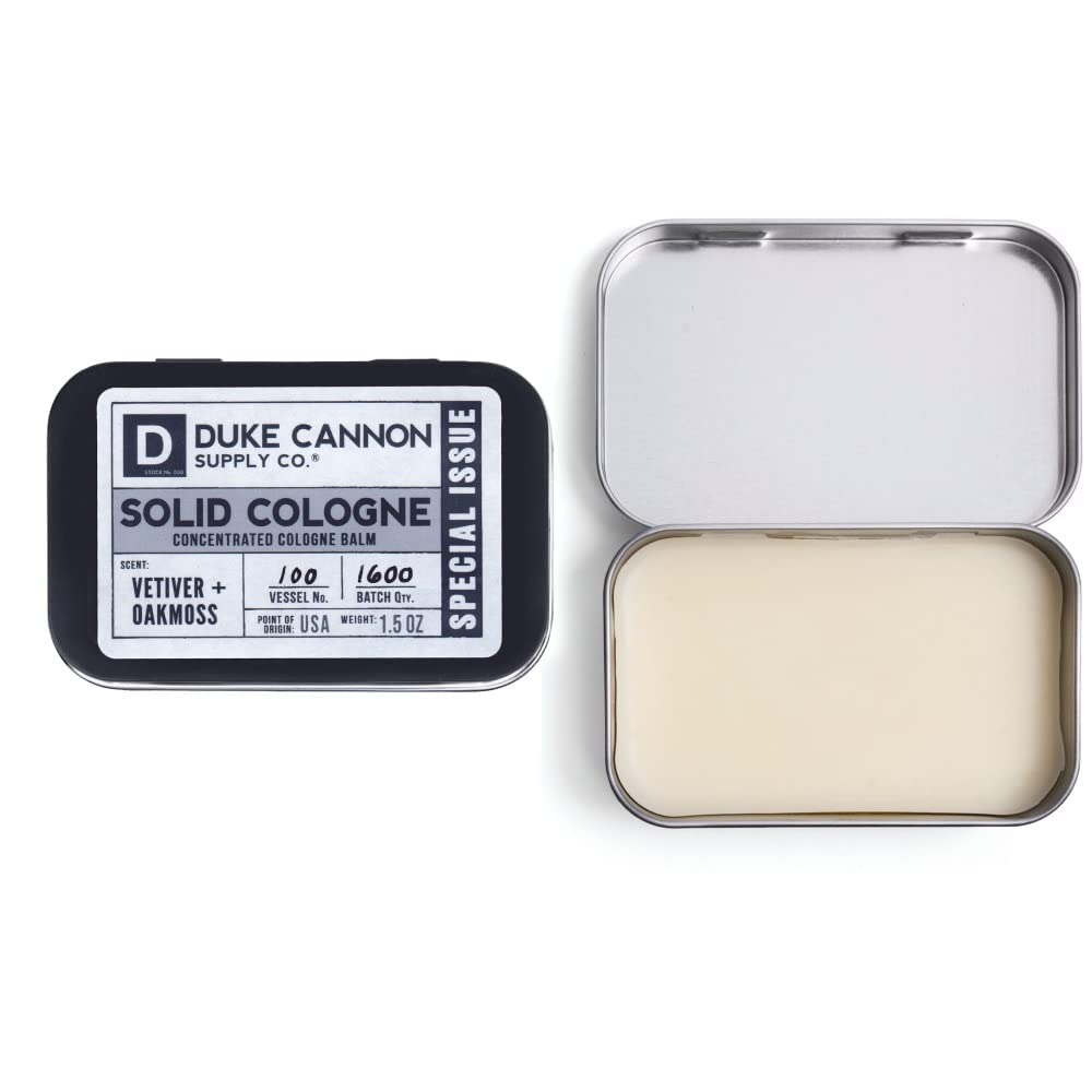 Duke Cannon Supply Co. Solid Cologne for Men Special Issue Vetiver and Oakmoss (Fresh Air, Sandalwood) - Concentrated Balm, Travel-Friendly Tin, 1.5 Beauty & Personal Care Duke Cannon Supply Co.