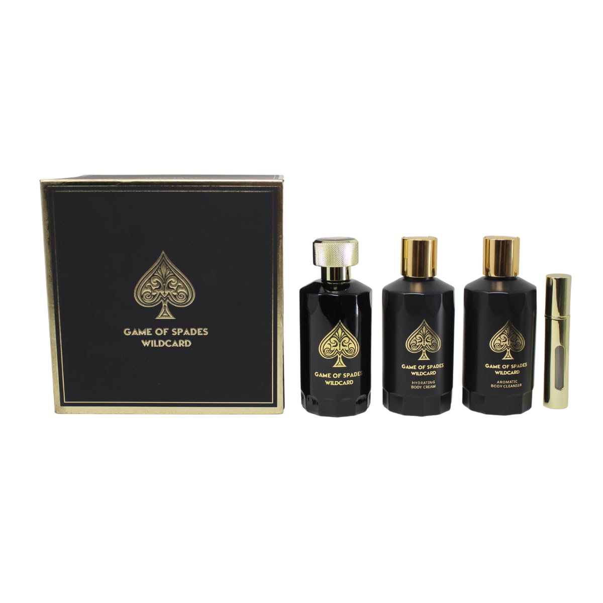 Jo Milano Game of Spades Wildcard 4-Piece Gift Set Unisex, (3.4 Oz Parfum Spray + 6.8 Oz Body Cleanser + 6.8 Oz Body Cream + 0.27 Oz Refillable Beauty and Personal Care Jo Milano