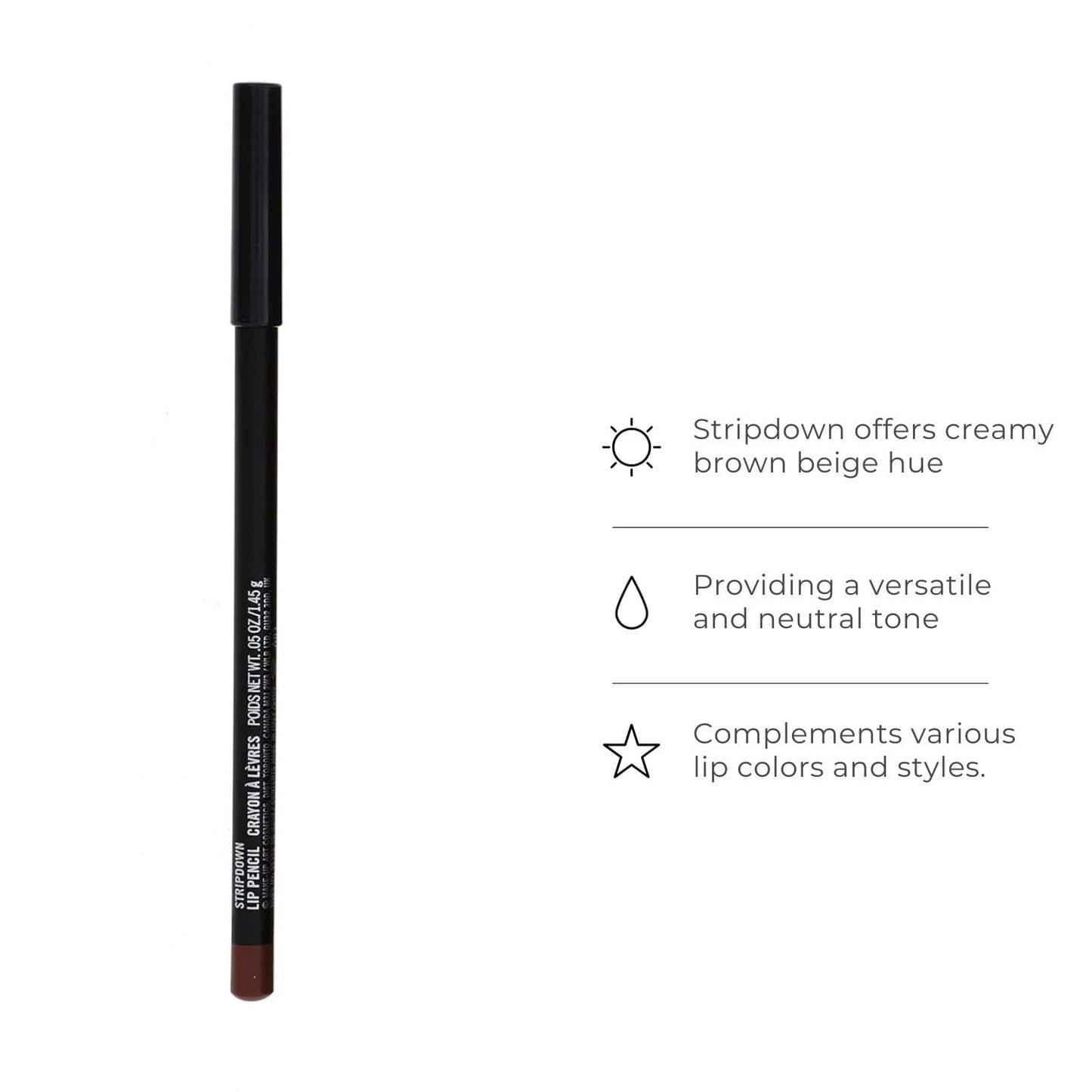 Mac Lip Pencil Stripdown Creamy Brown Beige, 0.05 oz Beauty & Personal Care MAC