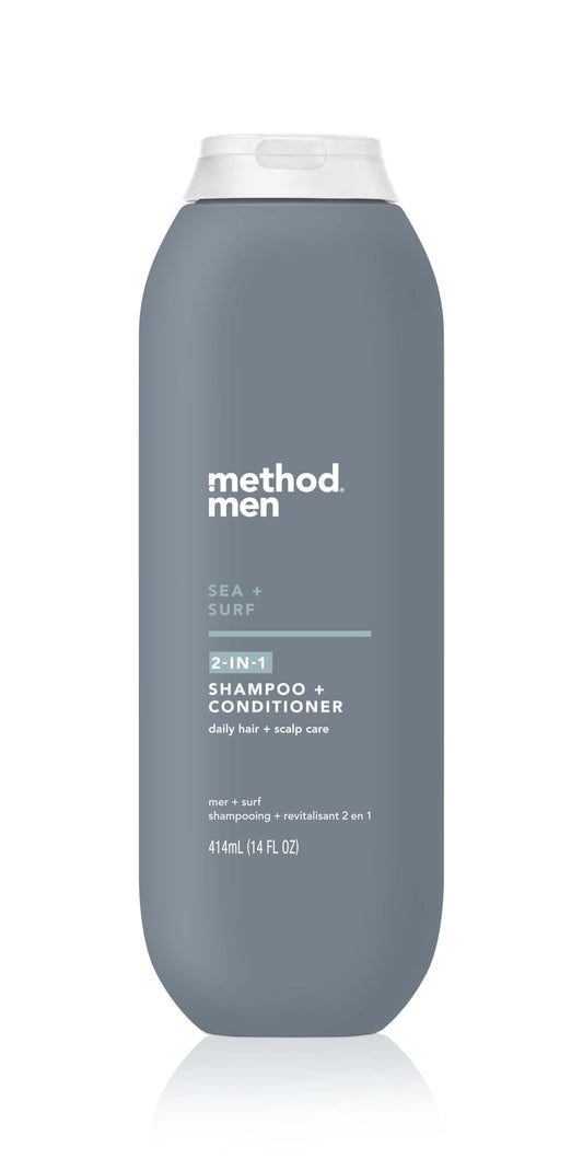 Method Men 2-in-1 Shampoo and Conditioner, Sea + Surf - Cleans and Conditions with Argan and Jojoba Oil - Made without Parabens - 14 oz Beauty and Personal Care Method Default Title