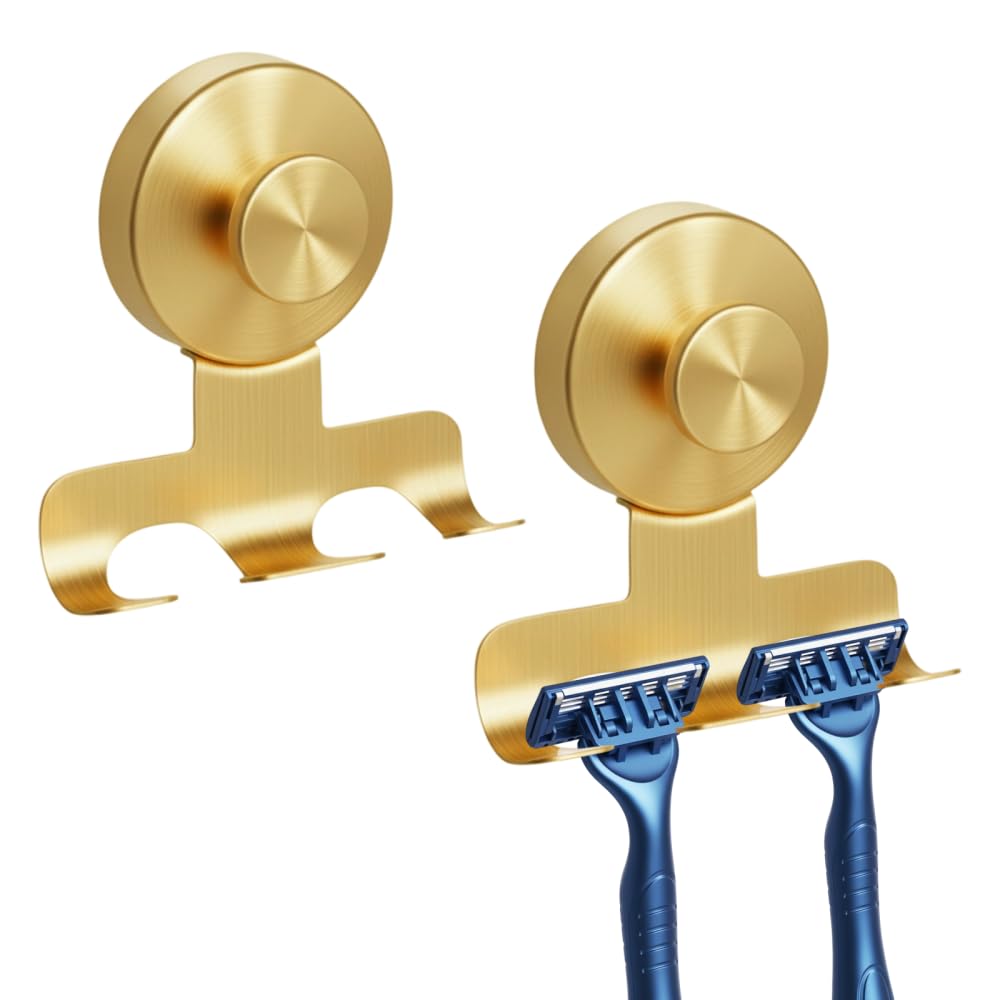 BDKMMS Suction Cup Razor Holder, 2Pcs Stainless Steel Wall Mount Hooks Metal Shower Hook for Razors, Towels and Loofahs Beauty and Personal Care BDKMMS