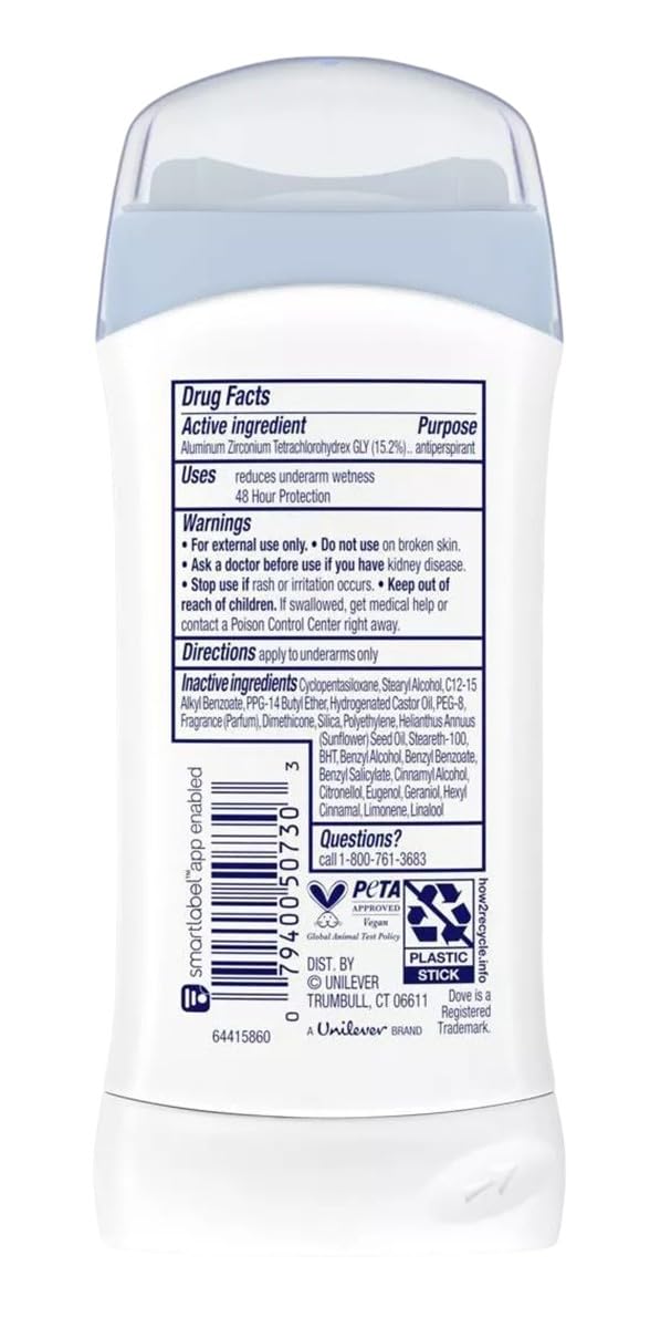 Dove Deodorant 2.6 Ounce Original Clean All Day Protection Beauty and Personal Care Dove