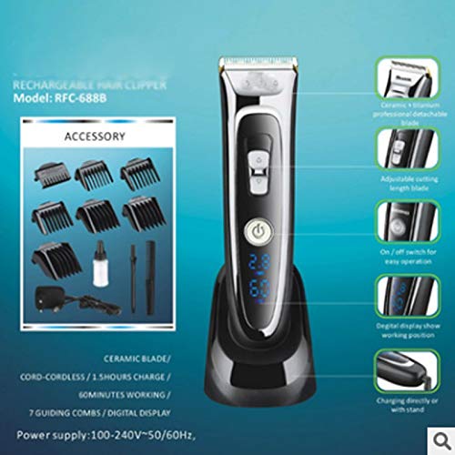 ZUIAI Professional Rechargeable Electric Hair Clipper Digital Hair Beard Razors Trimmer Men's Cordless Haircut Machine Beauty and Personal Care ZUIAI