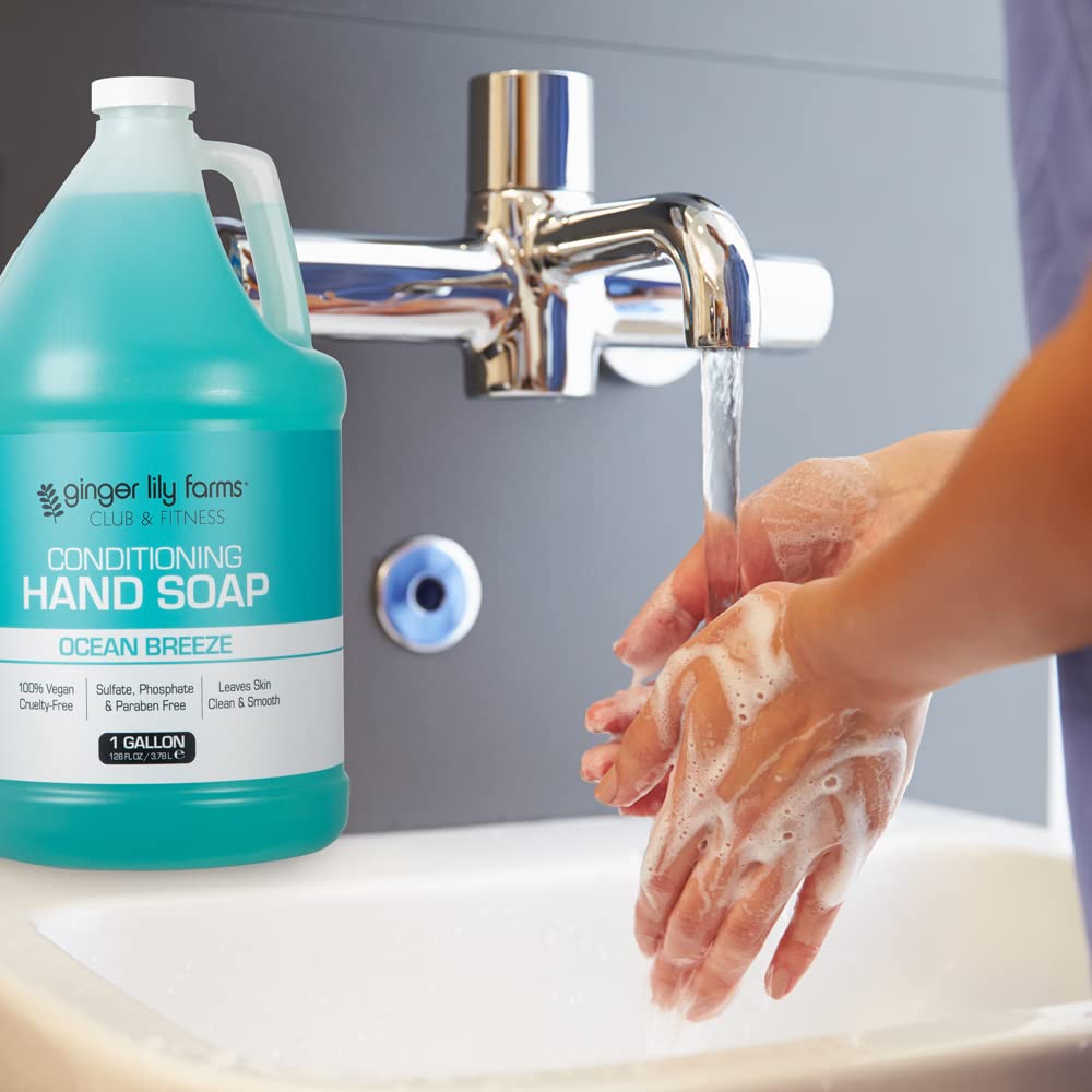 Ginger Lily Farms Club & Fitness Conditioning Liquid Hand Soap Refill, 100% Vegan & Cruelty-Free, Ocean Breeze Scent, 1 Gallon (128 fl oz) Beauty & Personal Care Ginger Lily Farms