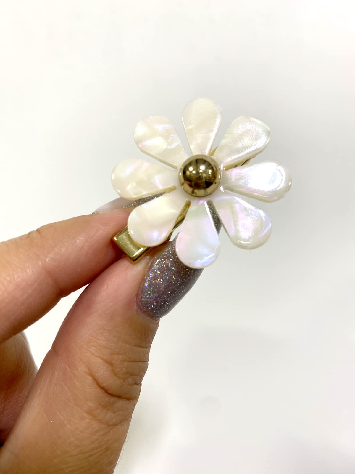 Each Jewels Flower Hair Clips 2 Pack, Shiny Pearl petals Daisy Hair Clips Beauty & Personal Care ALAZCO