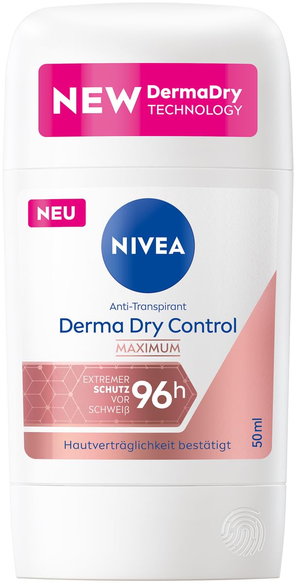 NIVEA Derma Dry Control Maximum Deo Stick 50 ml - Long-lasting Sweat & Odour Protection for Under-Arms, All Skin Types Beauty and Personal Care NIVEA