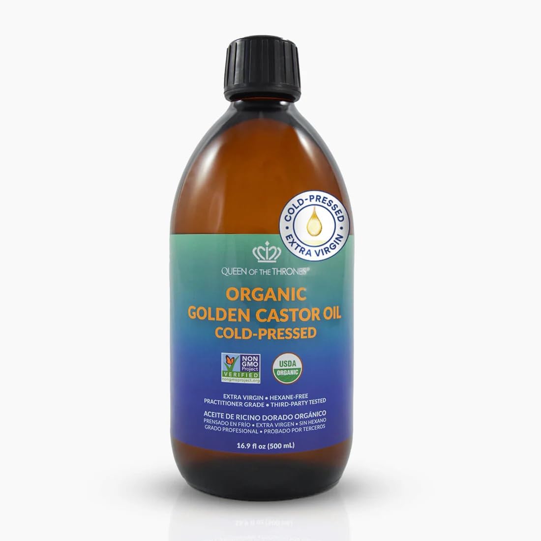 QUEEN OF THE THRONES Organic Golden Castor Oil | 100% Pure for Hair, Skin, Nails, Brows & Lashes | Hexane-Free | USDA Certified [16.9oz (500ml)] Beauty & Personal Care QUEEN OF THE THRONES
