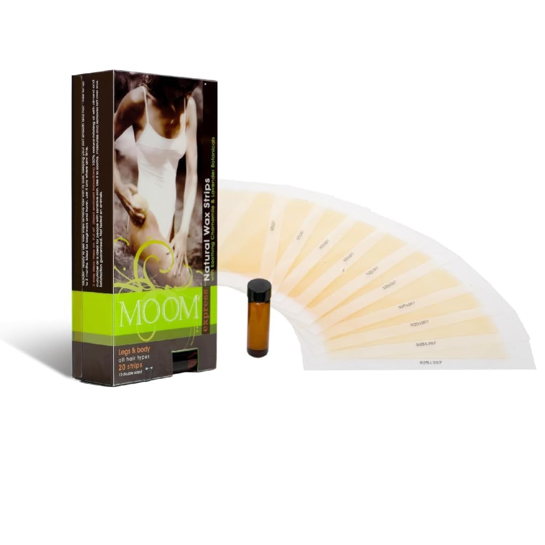 MOOM Express Ready to Use Wax Strips for Hair Removal - Body & Leg Wax Strips - Waxing Strips for women with Chamomile & Lavender and 0.27 Finishing Beauty and Personal Care MOOM
