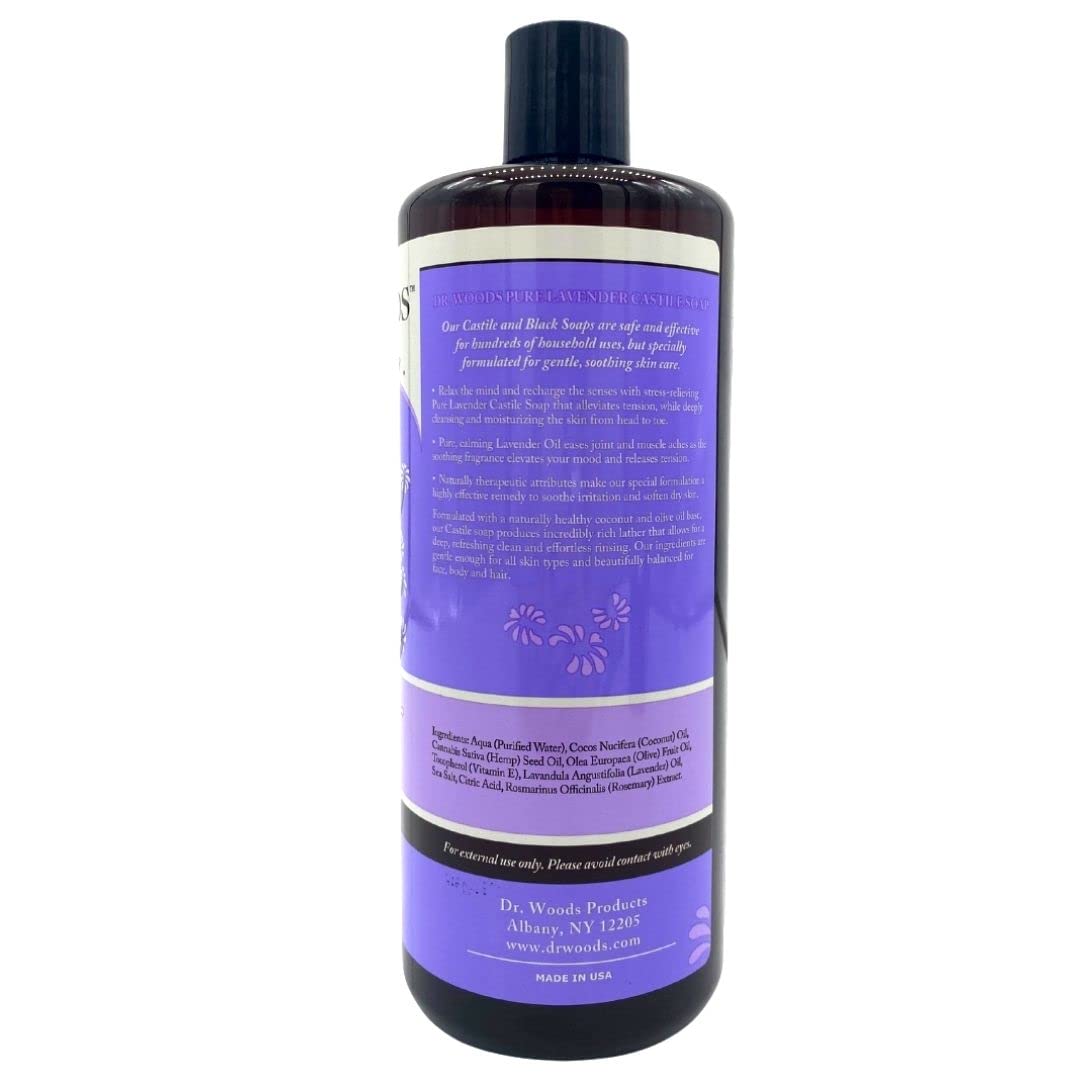 Dr. Woods Lavender Liquid Castile Soap - Castile Soap with Pure Lavender Oil, Body Wash for Men and Women, Natural Cleaner for Face, Hands, and Body Beauty & Personal Care Dr. Woods