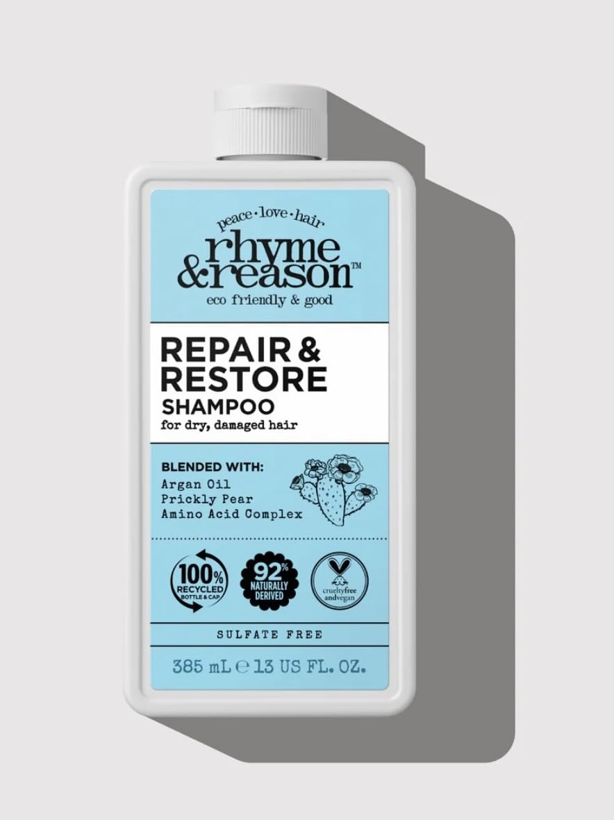 Rhyme & Reason Repair and Restore Shampoo & Conditioner Combo. 13 Fl. Oz. Each bottle. For Dry Damaged Hair. Hydrate Repair. Vegan Cruelty Free Beauty & Personal Care Rhyme & Reason