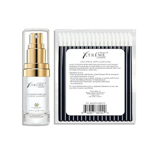 Xtreme Lashes Mini Cleansing Kit - Eyelash Extension Compatible - Includes 15mL Makeup Removal & Facial Cleanser & 25 Pack of Applicators Beauty & Personal Care Xtreme Lashes