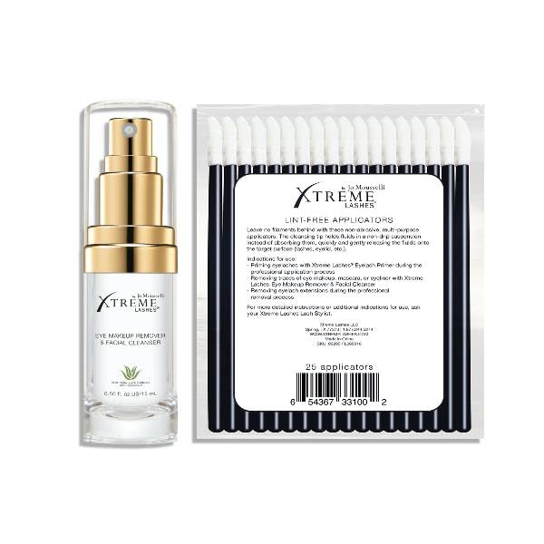 Xtreme Lashes Mini Cleansing Kit - Eyelash Extension Compatible - Includes 15mL Makeup Removal & Facial Cleanser & 25 Pack of Applicators Beauty & Personal Care Xtreme Lashes