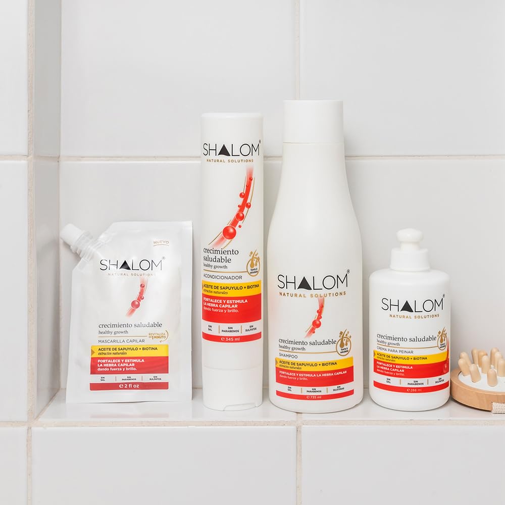 SHALOM Healthy Growth Complete Kit, with Sapuyulo Oil & Biotin, Shampoo 24.5 fl oz, Conditioner 11.5 fl oz, Hair Mask 2 fl oz, Leave in Conditioner 9 Beauty & Personal Care SHALOM