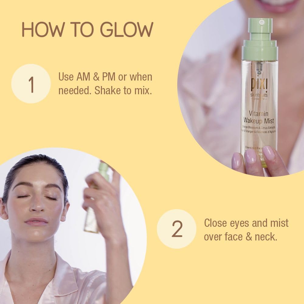 Pixi Vitamin-C Wakeup Mist | Helps Cool, Refresh, and Wake Up Skin | Adds Hydration | Boosting Treatment Toner | 2.7 fl oz / 80ml Beauty & Personal Care Pixi