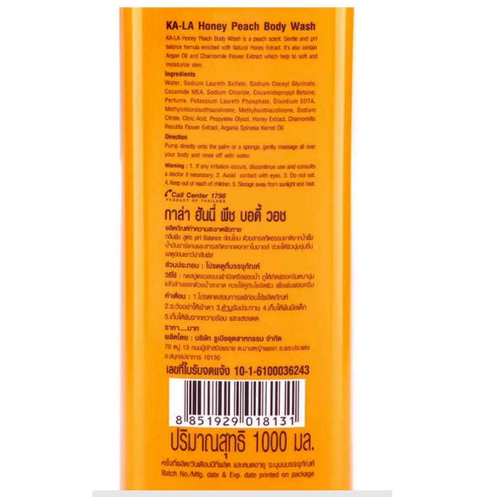 KA-LA Honey Peach Body Wash 1000 ML. Beauty & Personal Care KA-LA Nature Nine