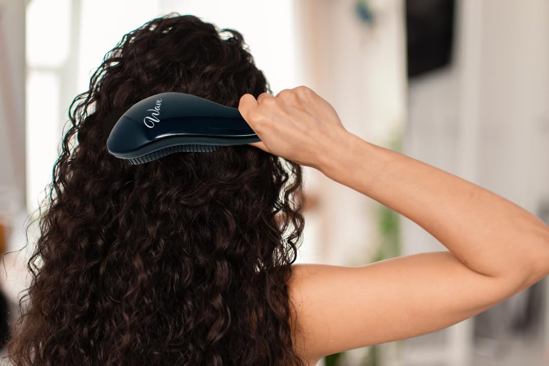 Wave Detangling Brush - Pack of 2, Black | Detangler Hair Brush for Curly, Wavy, Thick or Wet Hair | Flexible Bristles for Easy Glide, Anti-Breakage &
