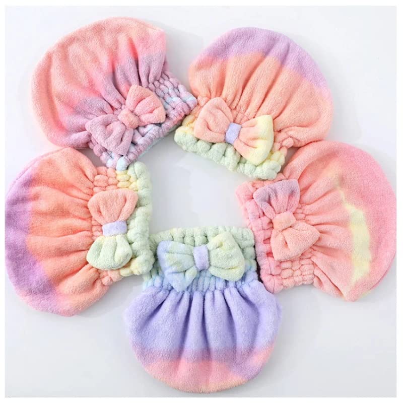 HIONJIN Microfiber Rainbow Bow Shower Cap Female Quick Dry Hair Towel Shower Wrap Beauty and Personal Care HIONJIN