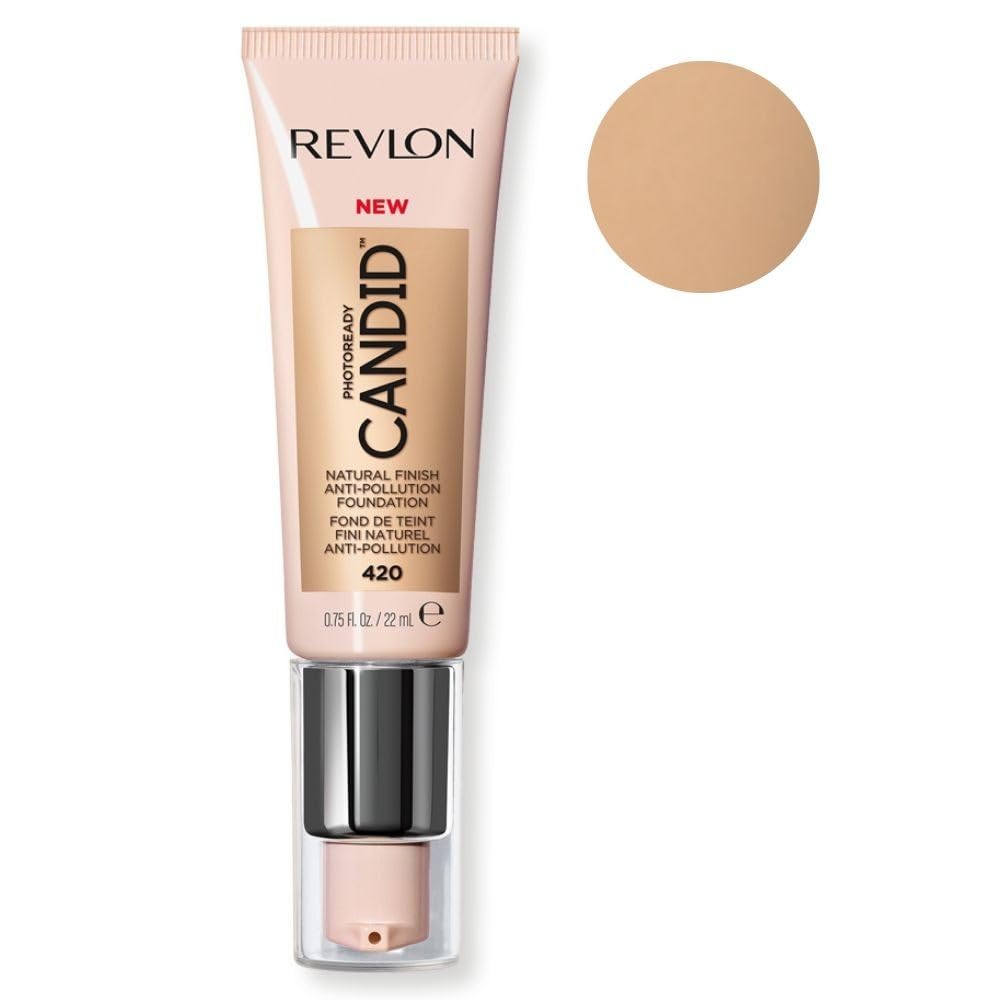 Revlon PhotoReady Candid Natural Finish Foundation, with Anti-Pollution, Antioxidant, Anti-Blue Light Ingredients, 420 Sun Beige, 0.75 fl. oz. Beauty & Personal Care REVLON