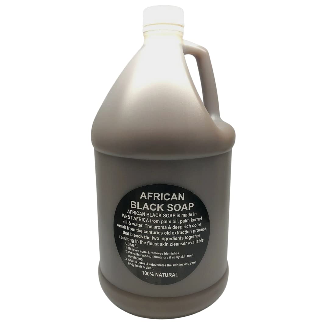 Liquid African Black Soap 1 Gallon - 100% Pure Natural Organic From Ghana | Body Wash, Face Cleanser, Hair Shampoo & Hand Soap Bulk Beauty & Personal Care Kyabo