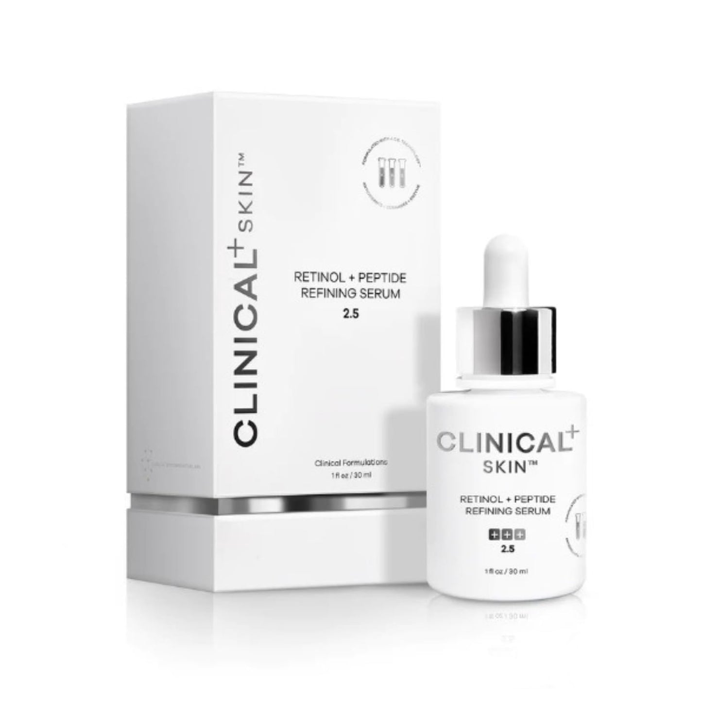 Clinical Skin Retinol and Peptide Refining Serum 2.5 - Retinol Serum, Vitamin A, Peptide Serum, Lightweight Anti Aging Formulation (1oz) Beauty & Personal Care Clinical+ Skin
