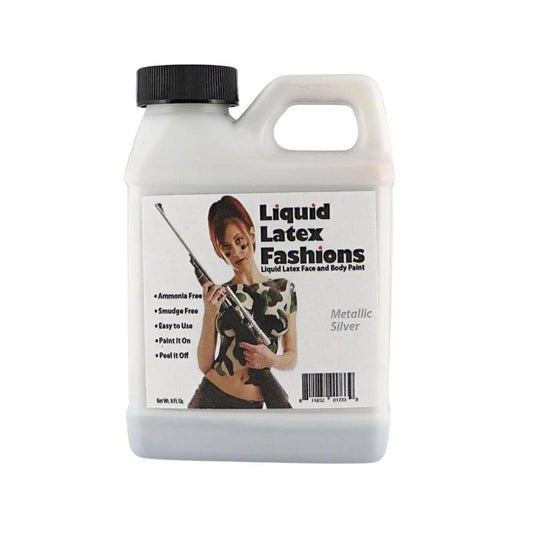 Metallic Silver Liquid Latex - 8 Oz Face and Body Paint, Shimmery Silver Effects for New Year's, Cosplay, Costumes Beauty & Personal Care Liquid Latex Fashions