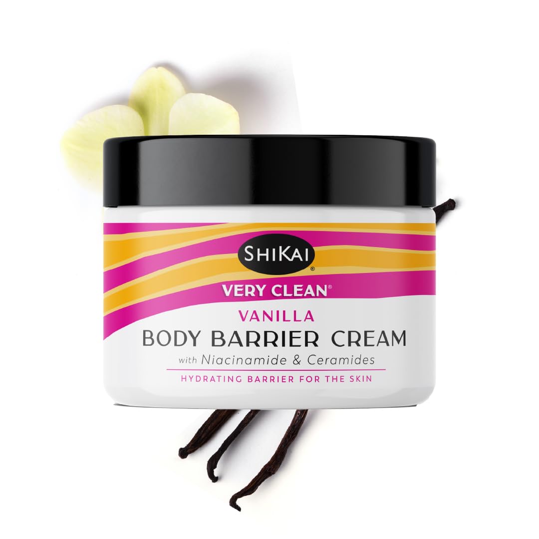 ShiKai Very Clean Moisturizing Body Barrier Cream (Vanilla, 4.5 oz) | Hydrating Barrier for the Skin | With Niacinamide, Ceramides, Shea Butter Beauty & Personal Care ShiKai