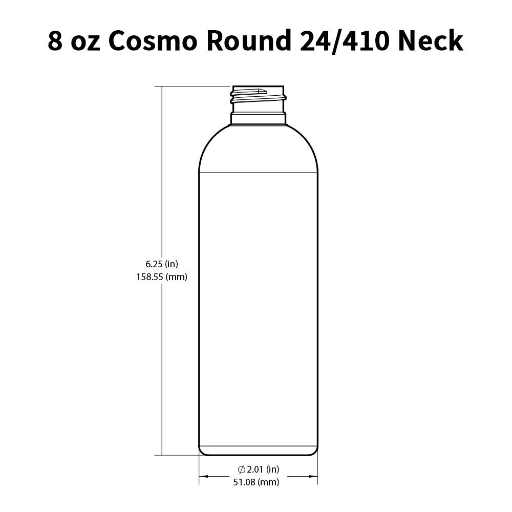 25 PCS Empty White HDPE Bottle 8oz - Cosmo Round Plastic Bottles - 24/410 Neck Black Disc Cap - 24 mm Foil Pressure Seal for Freshness and Leak Beauty & Personal Care FRAGFRE