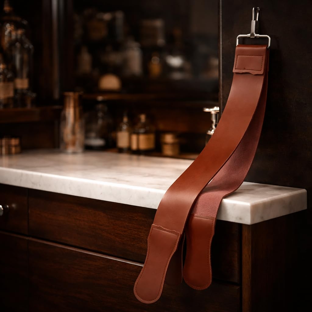 Gents Leather Razor Strop 2.5" x 23.5" Cowhide Straight Razor Strop Dual Sided Canvas Barber Sharpening Strap for Razors Knives Tools Beauty and Personal Care G.B.S