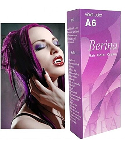 Berina Cream Hair Dye Permanent Color Purple Punk Emo Go A6. Beauty & Personal Care Berina