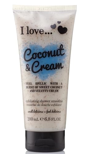 I Love Cream and Coconut Scent Exfoliating Shower Smoothie - Body Scrub and Body Wash - Cleanse and Soften Skin - 6.8 oz Beauty & Personal Care I LOVE