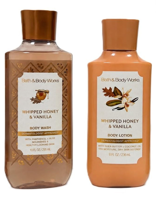 Bath & Body Works Whipped Honey & Vanilla Lotion and Shower Gel Set