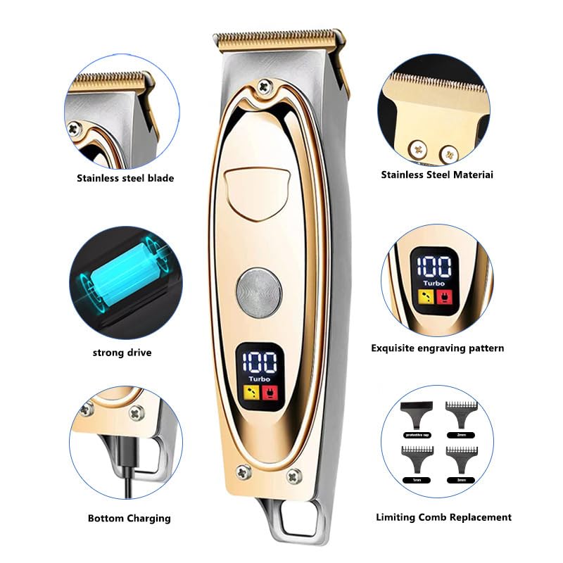 GLESVOWIO Hair Clippers for Men - Cordless Professional & Trimmer Beard Mustache & Body Grooming LED Display 3 Guide Combs Beauty and Personal Care GLESVOWIO