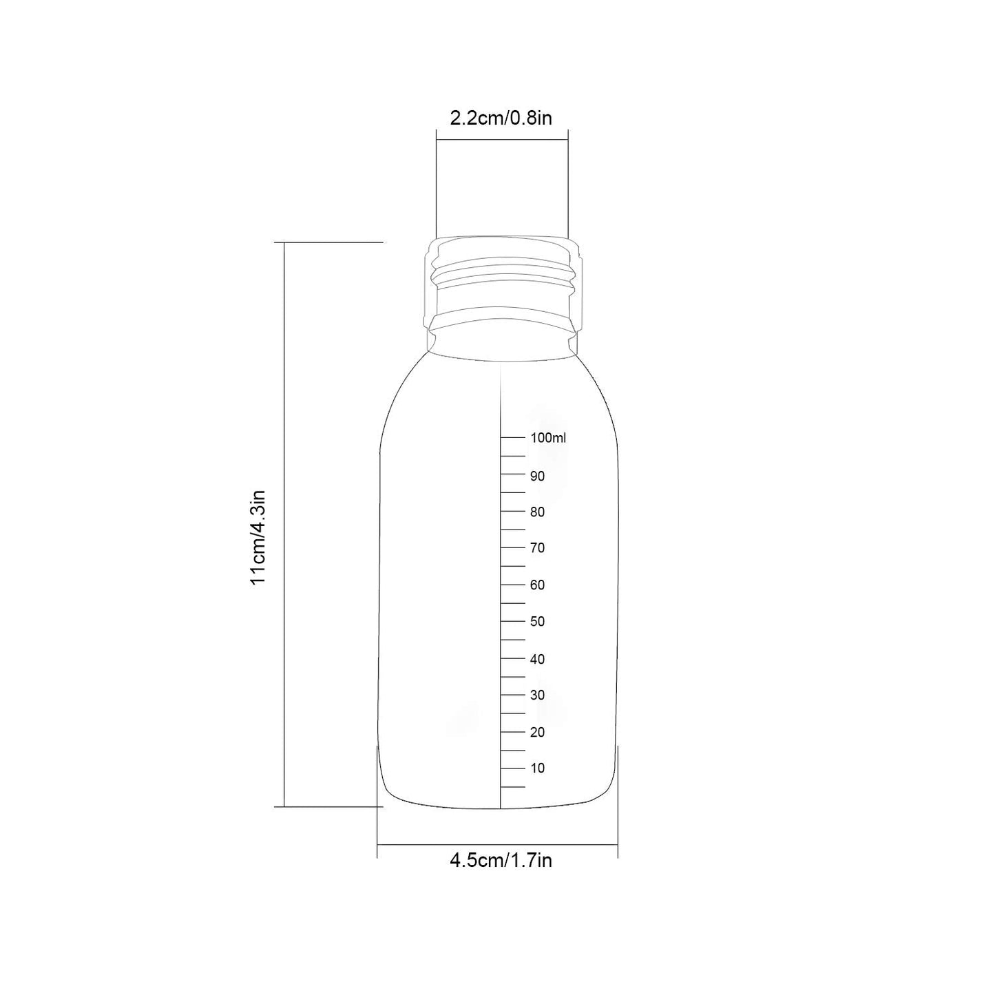 TRENDBOX Pack of 5-100ml Clear Empty PET Mini Storage 100ml/100g/100cc Bottles Hard Plastic Durable Turn Screw Cover Cap Round Filling Liquid Beauty & Personal Care TRENDBOX