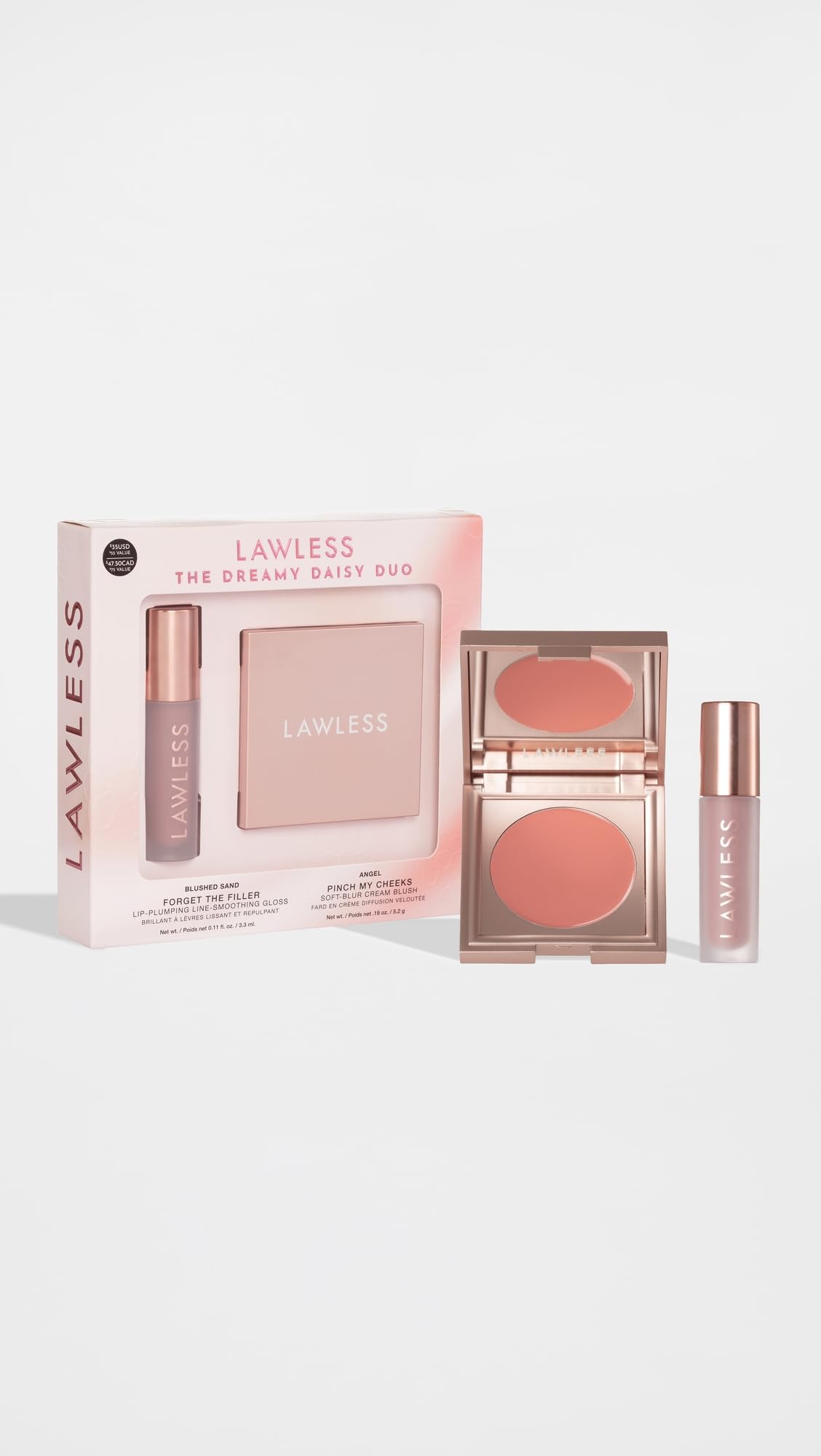 Your perfect lip-and-cheek pairing: Pinch My Cheeks Cream Blush in Angel + Forget The Filler Lip Plumping Gloss in Blushed Sand Beauty & Personal Care Lawless