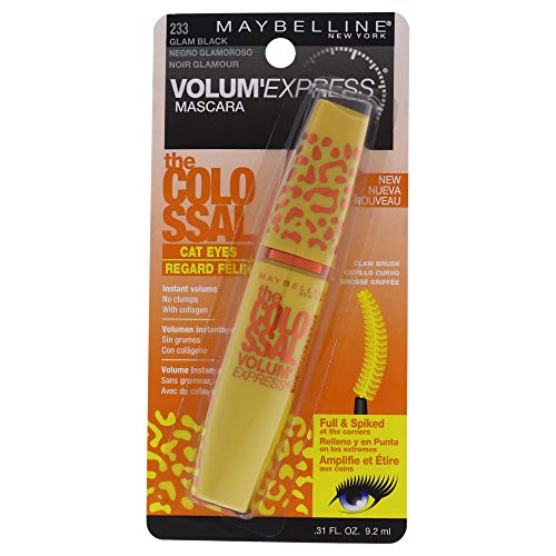 Maybelline New York Volume Express Colossal Cat Eyes Washable Mascara, Glam Black, 0.31 Fl Oz Beauty & Personal Care MAYBELLINE