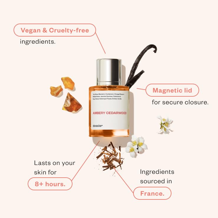 Dossier - Ambery Cedarwood - Eau de Parfum - Perfume Luxury - Pure Infused - Paraben-Free - Vegan - For Women - Fragrance 1.7 oz (Spray 50ml) Beauty & Personal Care Dossier